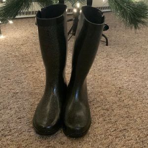 Talk black sparkly rain boots